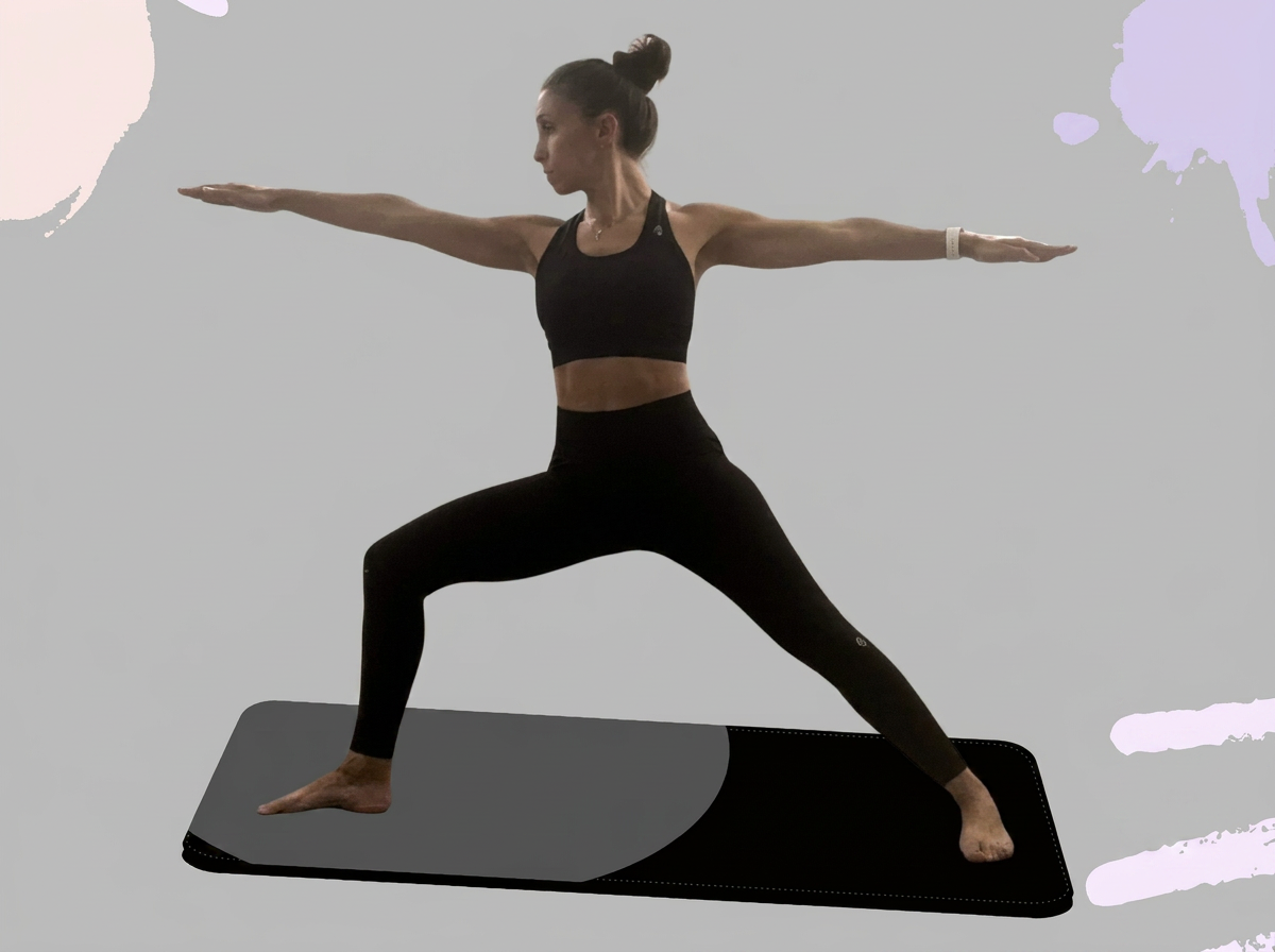 Posture du guerrier II en yoga vinyasa