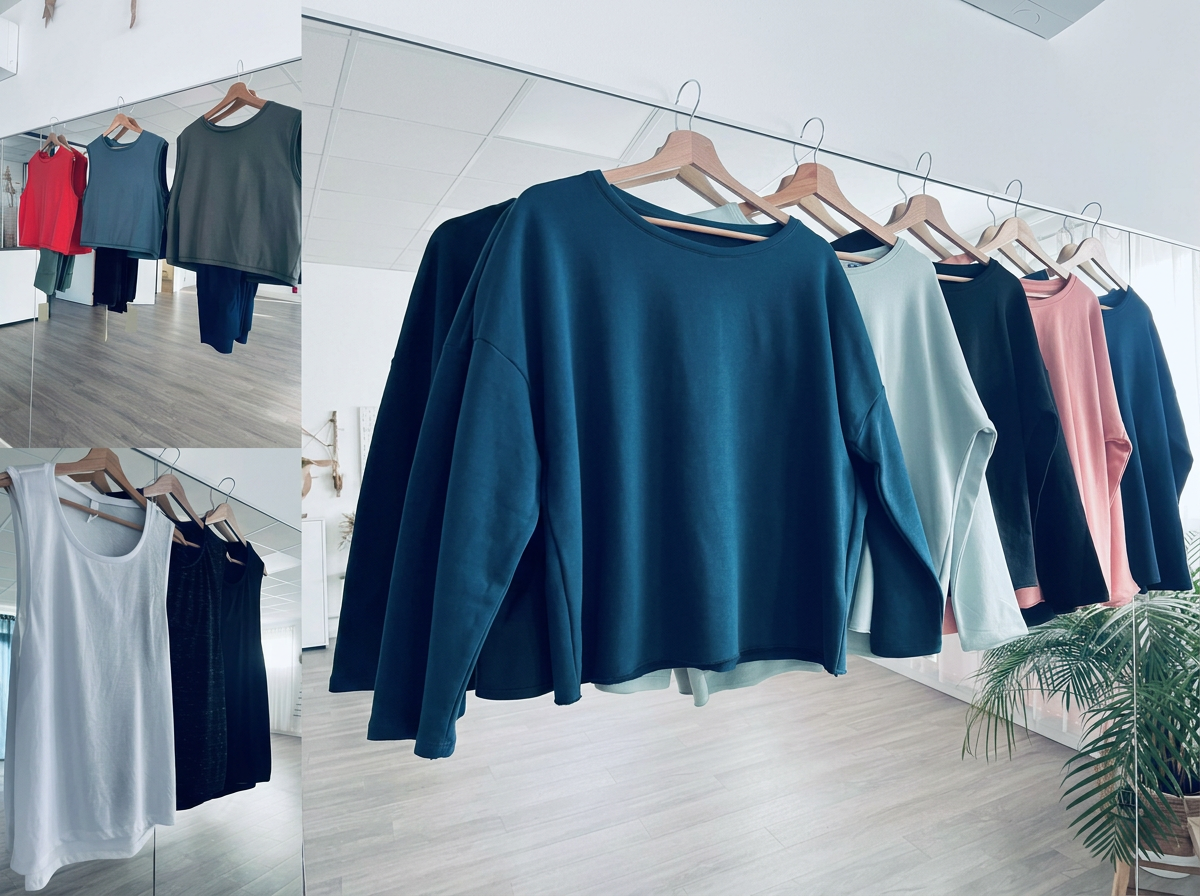Collection de vêtements du studio présentée sur cintres